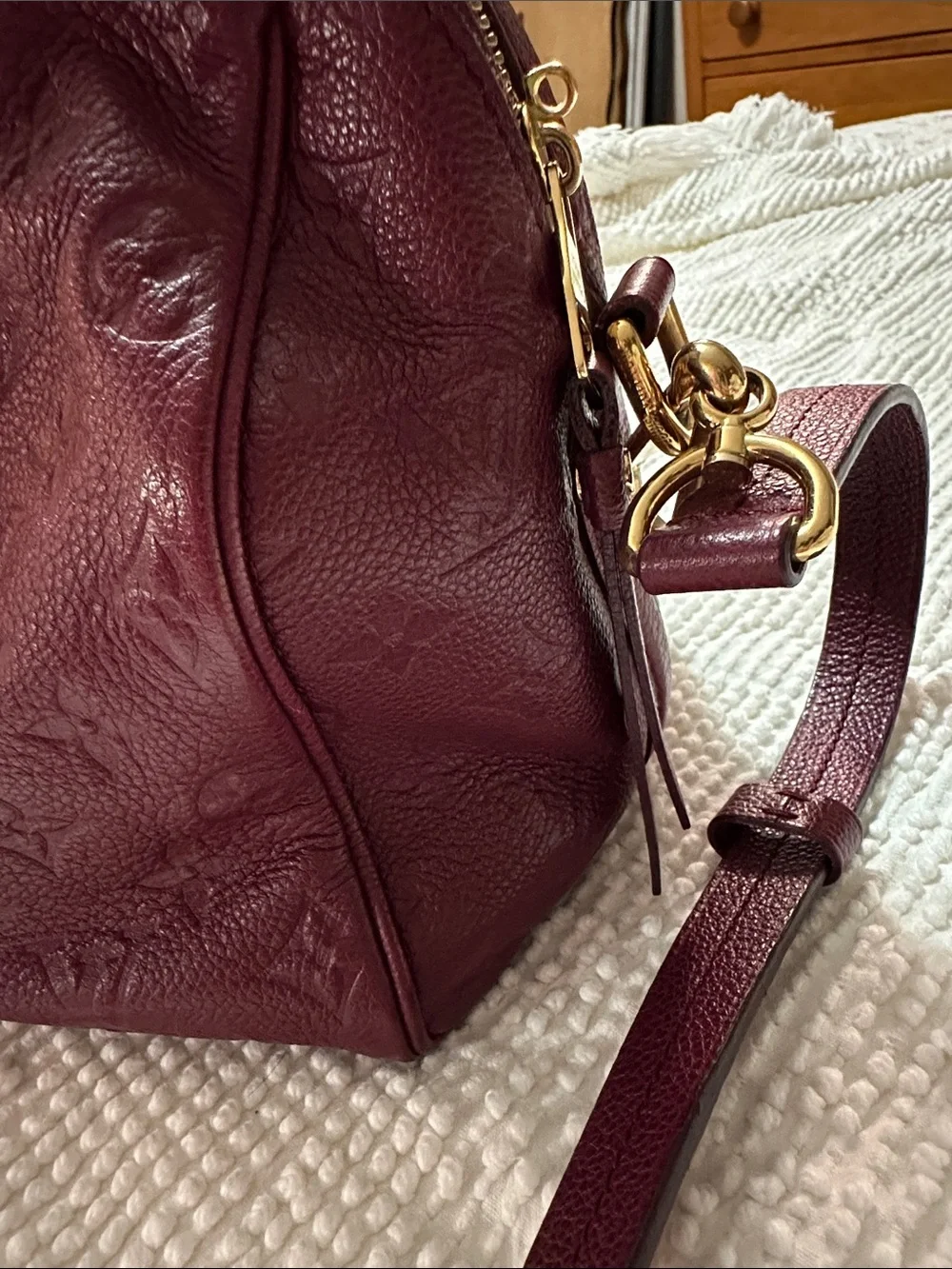 Louis Vuitton Burgundy Plum Monogram Speedy with Gold Hardware